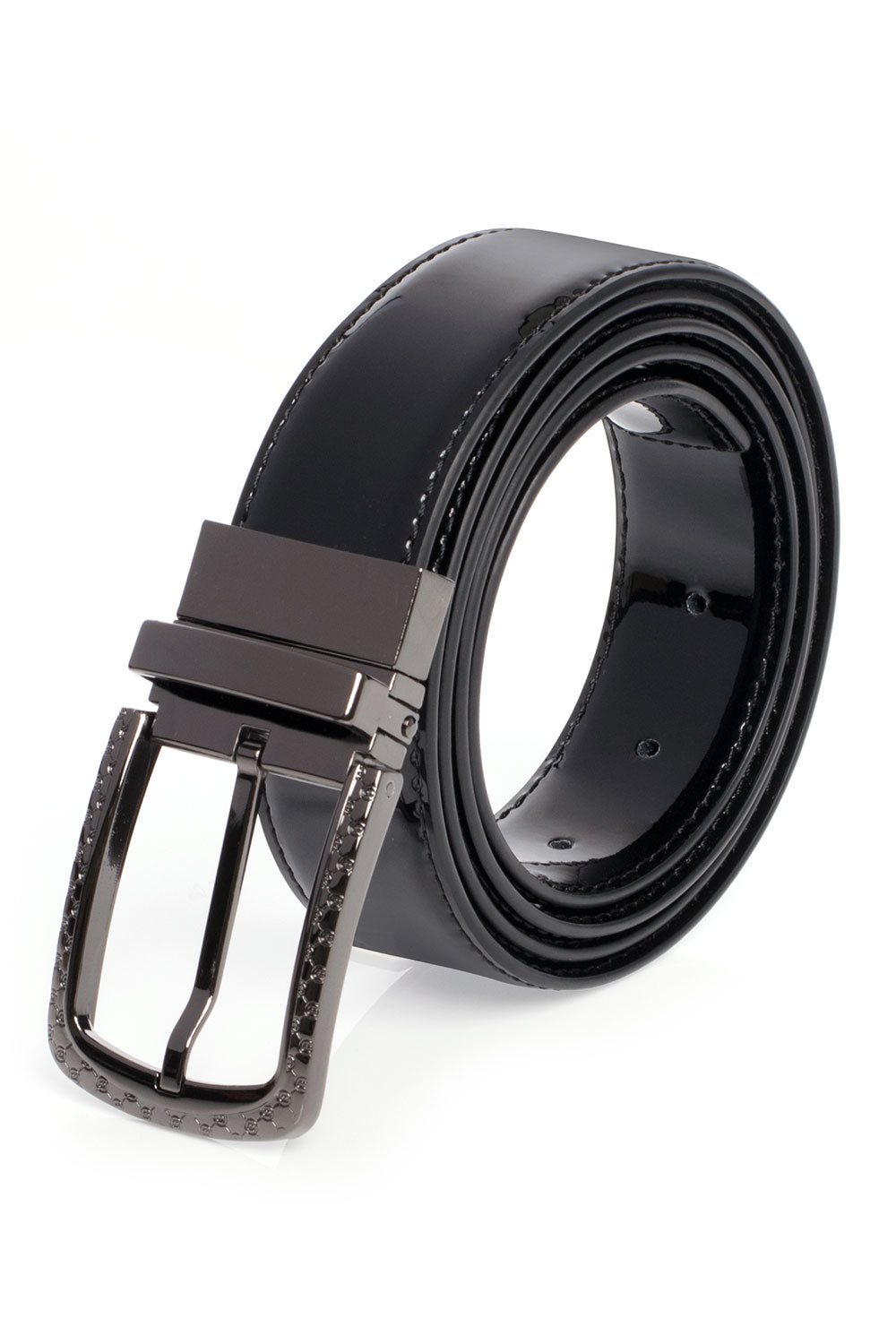 Barabas Men's Black Buckle Crocodile Snake Solid Leather Belt BK809