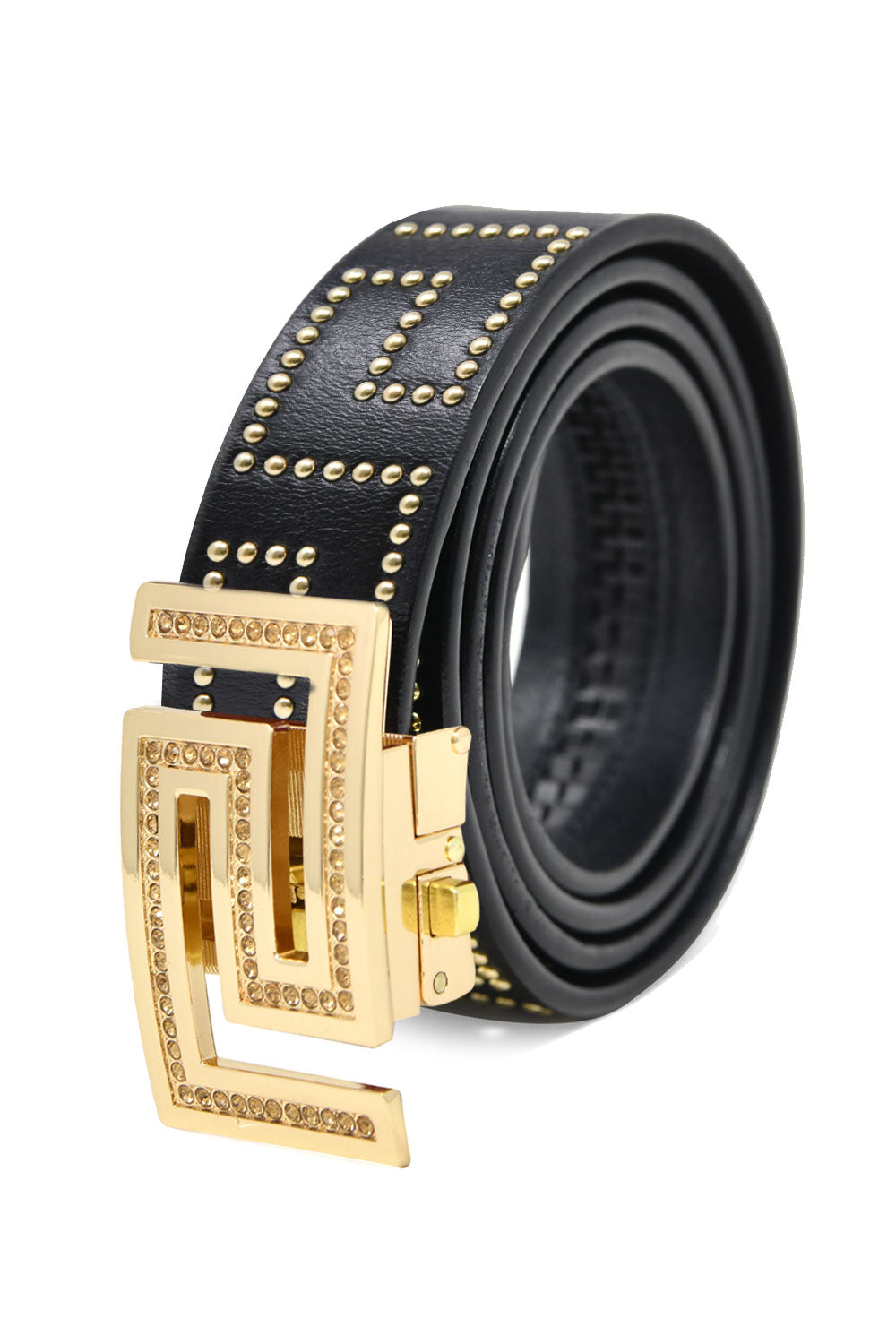 Barabas Men's Rhinestone Greek Pattern Buckle Belts BK814