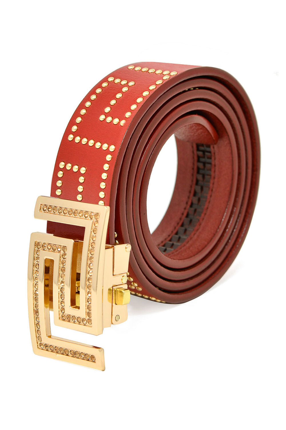 Barabas Men's Rhinestone Greek Pattern Buckle Belts BK814