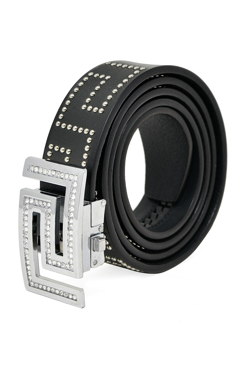 Barabas Men's Rhinestone Greek Pattern Buckle Belts BK814