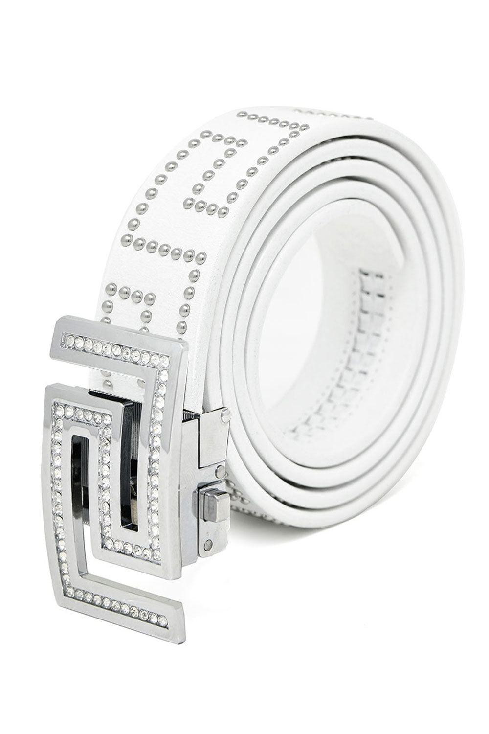 Barabas Men's Rhinestone Greek Pattern Buckle Belts BK814