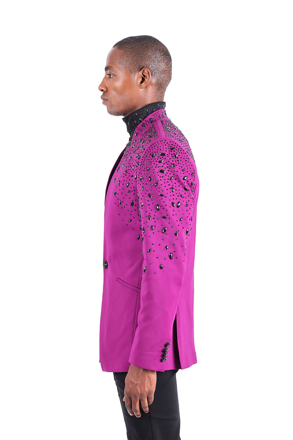 BARABAS Men's Luxury Rhinestone Lapel Collar Designer Blazer BL3080 Purple