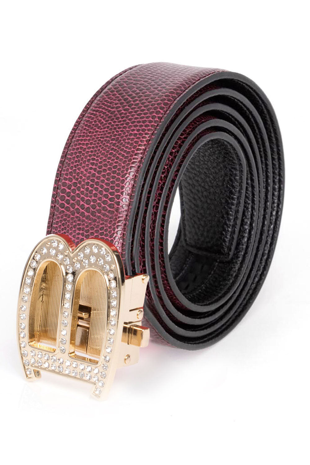 Barabas Men's Rhinestone B Letter Gold Buckle Leather Belt BK810