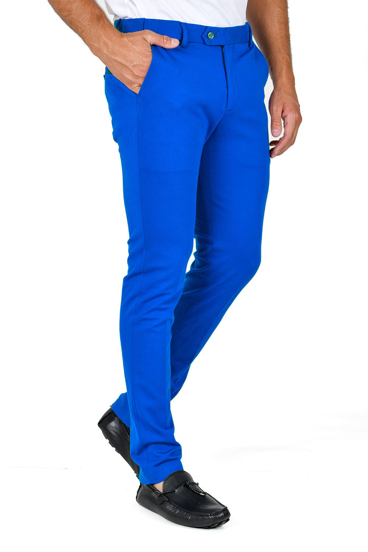 Barabas Men's Solid Color Basic Essential Chino Dress Pants CP4007 True Blue