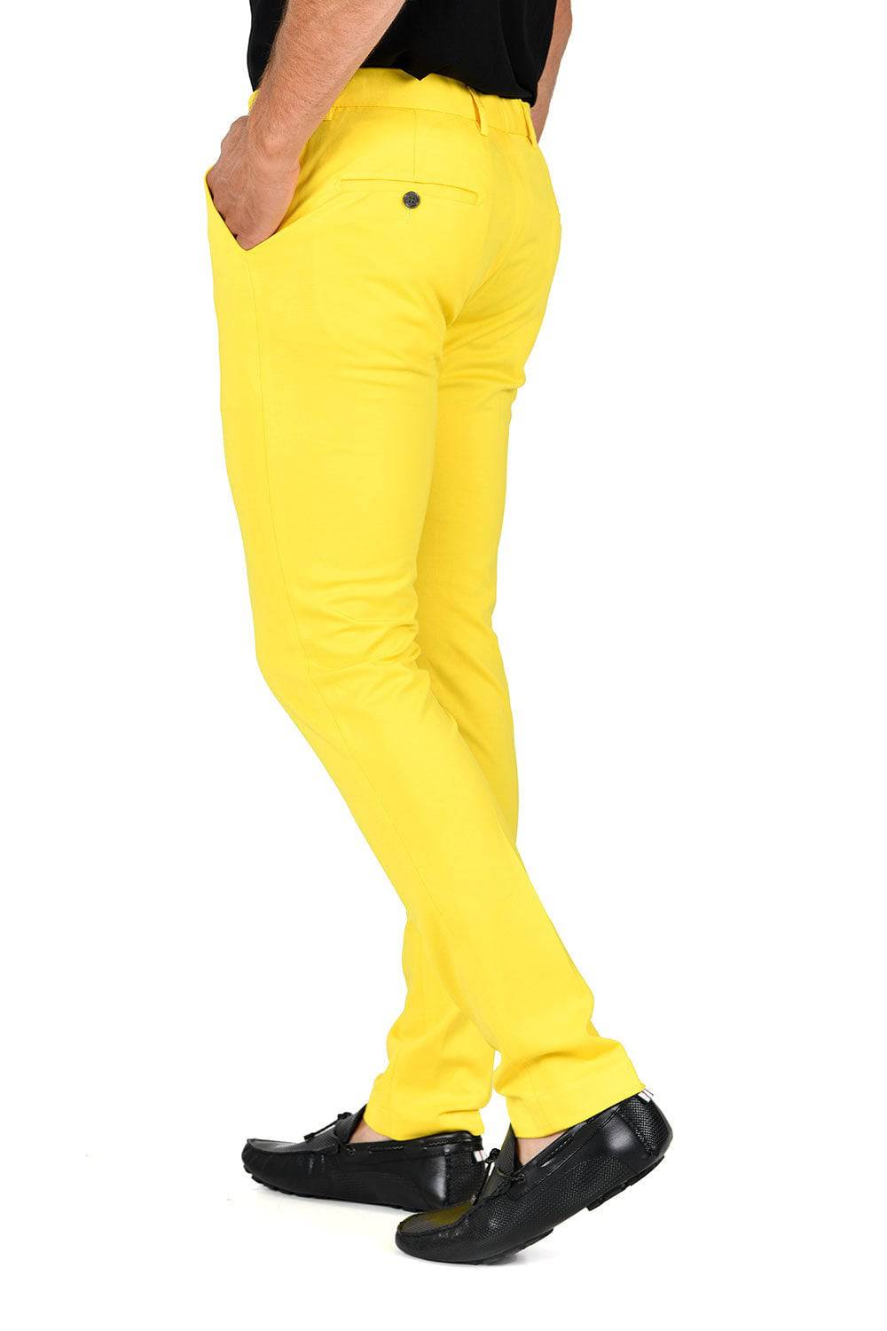 Barabas Men's Solid Color Basic Essential Chino Dress Pants CP4007 Yellow