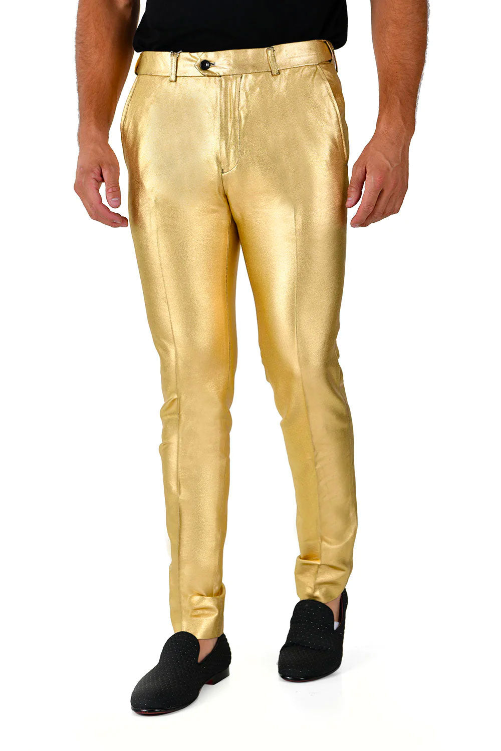 Barabas Men's Glossy Pattern Design Sparkly Luxury Dress Pants CP95 Gold