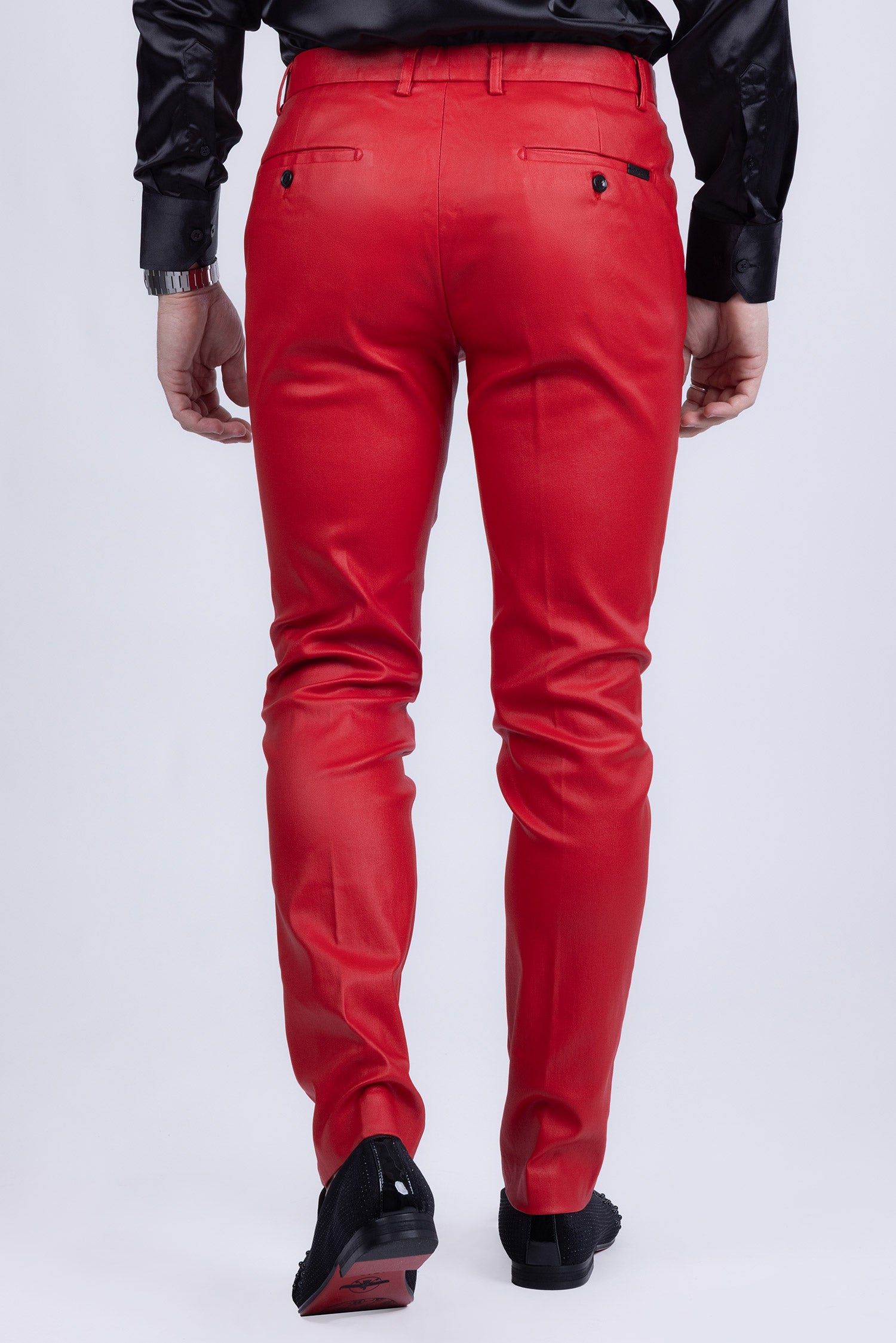 Barabas Men's Glossy Pattern Design Sparkly Luxury Dress Pants CP95 Red