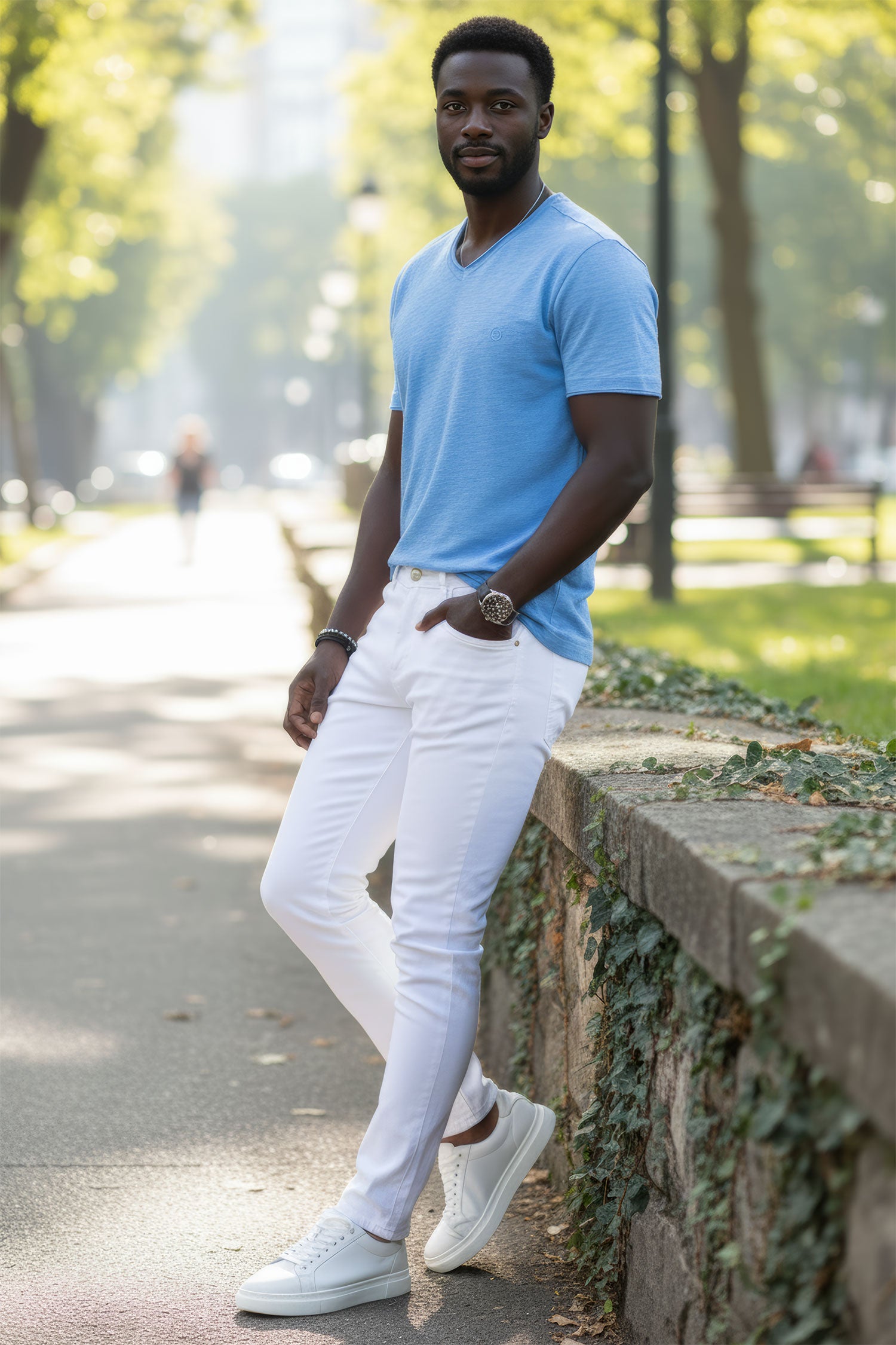BARABAS Men's Slim Fit Snow White Denim Jeans DP3649 White
