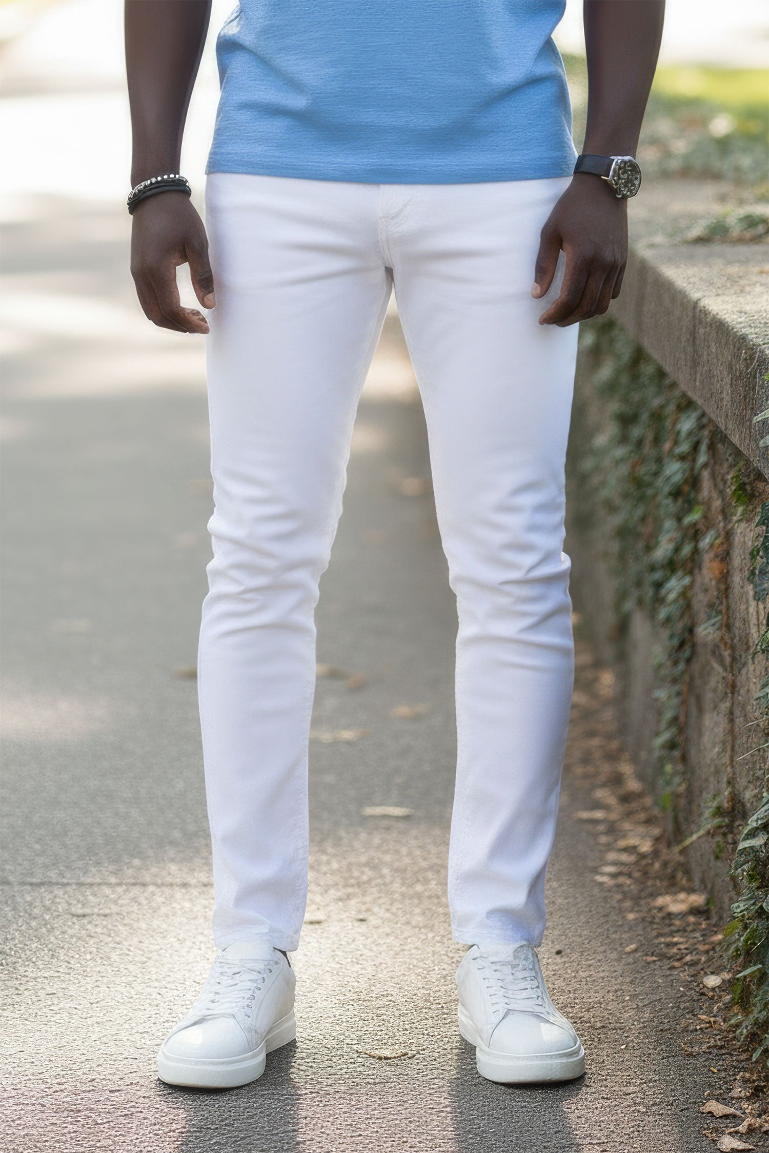 BARABAS Men's Slim Fit Snow White Denim Jeans DP3649 White