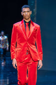 Barabas Men's Velvet Solid Color Shine Luxury Blazer 4BL40 #Color_Red