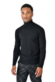 Men's Turtleneck Ribbed Solid Color Basic Sweater LS2100 #Color_Black