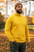 Men's Turtleneck Ribbed Solid Color Basic Sweater LS2100 #Color_Mustard