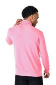 Men's Turtleneck Ribbed Solid Color Basic Sweater LS2100 #Color_Rose