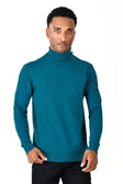 Men's Turtleneck Ribbed Solid Color Basic Sweater LS2100 #Color_Teal