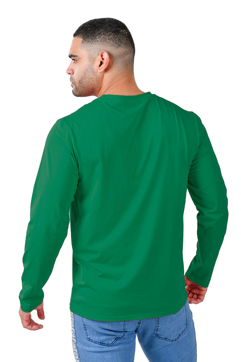 Barabas Men's Solid Color Crew Neck Sweatshirts LV127 dark green