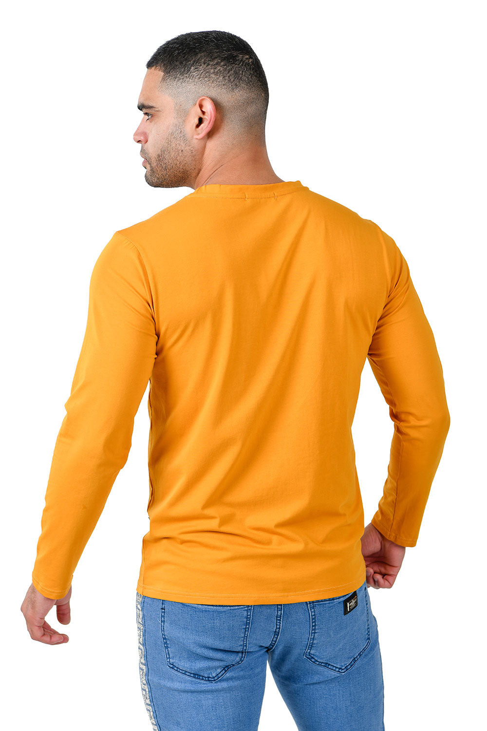 Barabas Men's Solid Color Crew Neck Sweatshirts LV127 light mustard