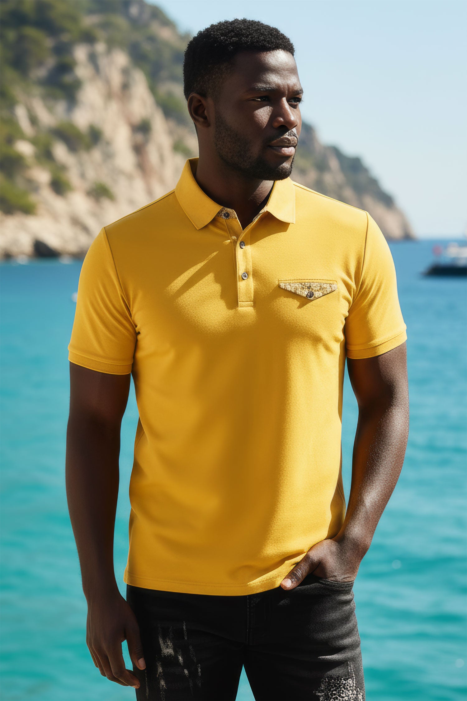 Barabas Men Solid Color Polo Shirts PP823 Yellow