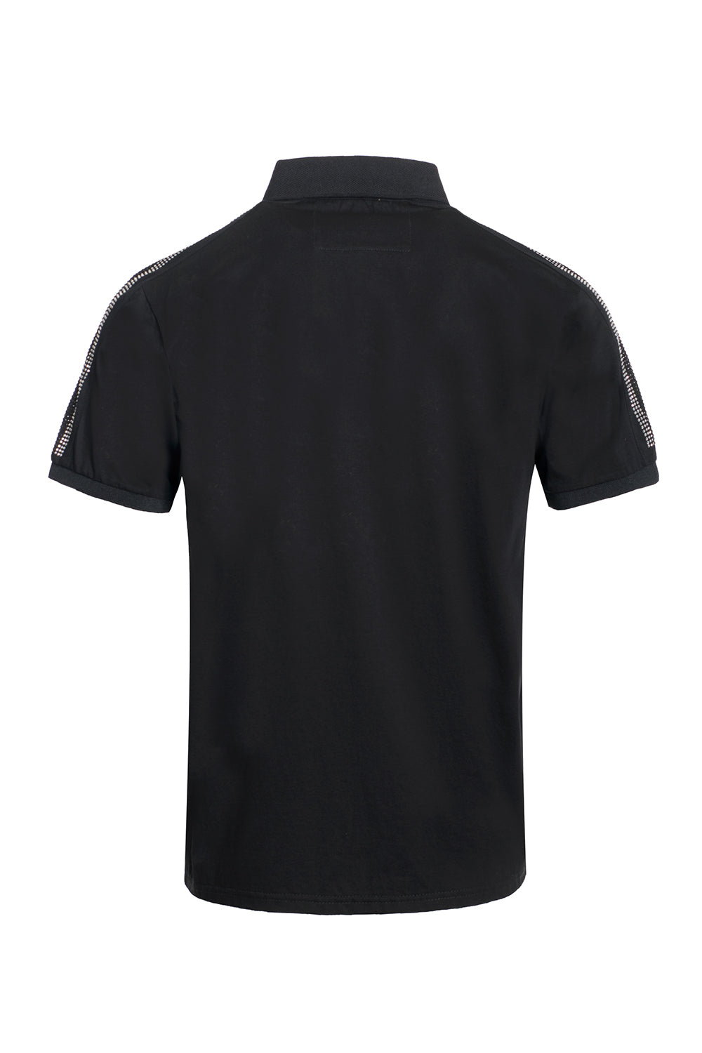 BARABAS men's black rhinestone Silver short sleeve polo shirts PS105