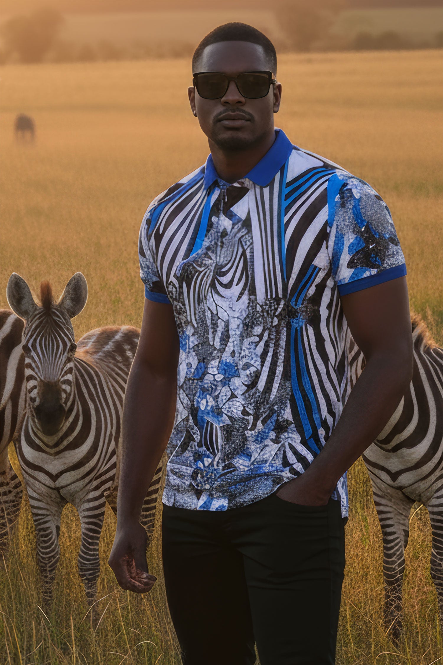 Barabas men's printed zebra floral striped polo shirts PSP2013