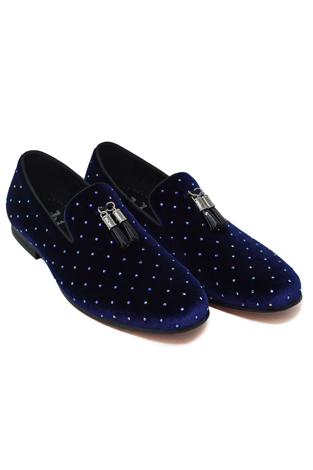 Barabas Men's Rhinestone Velvet Tassel Loafer Dress Shoes SH3020 Royal Blue