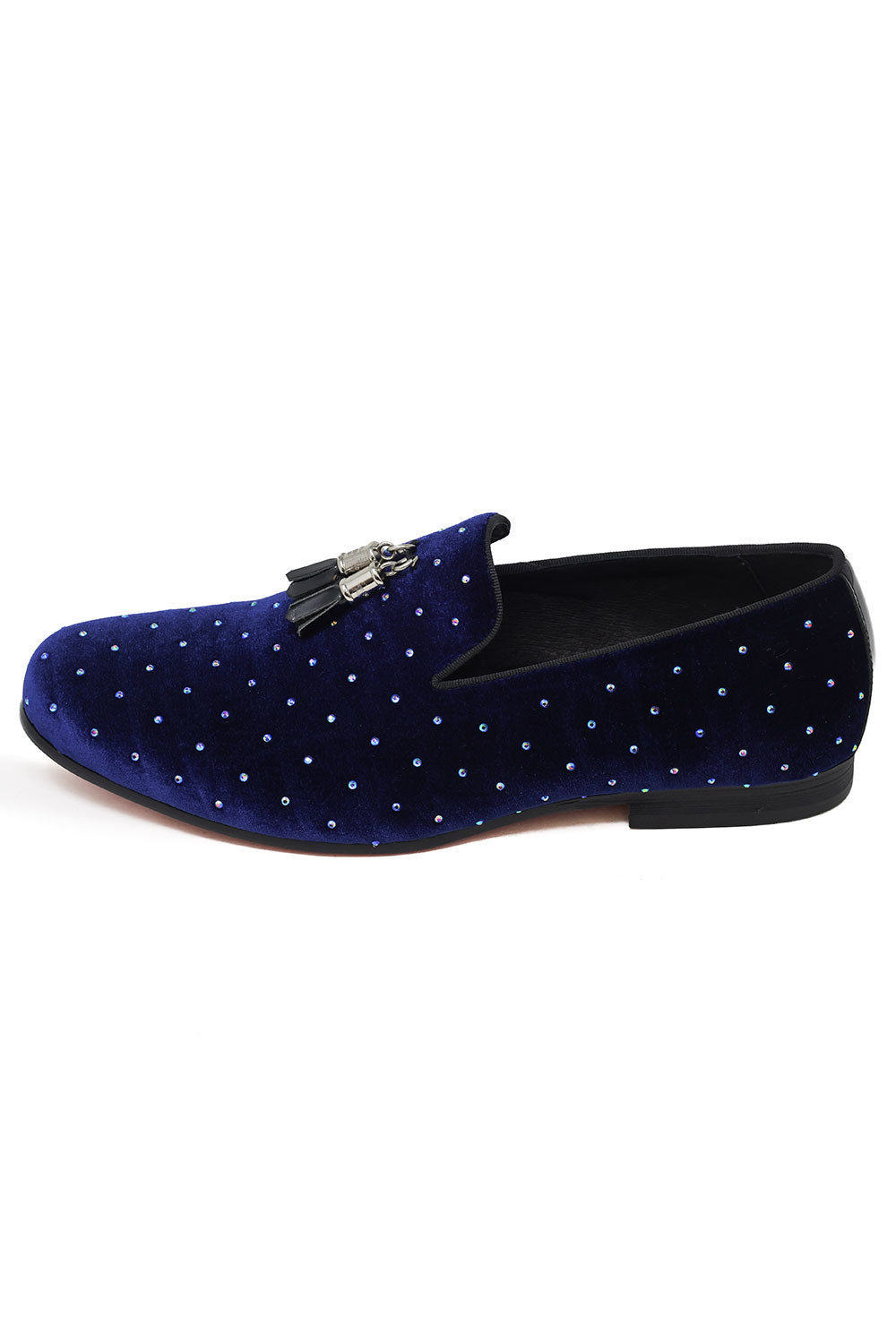 Barabas Men's Rhinestone Velvet Tassel Loafer Dress Shoes SH3020 Royal Blue