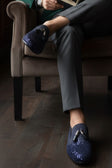 BARABAS Men's Rhinestone Sequin key Pattern Slip On Dress Shoes SH3085 Navy