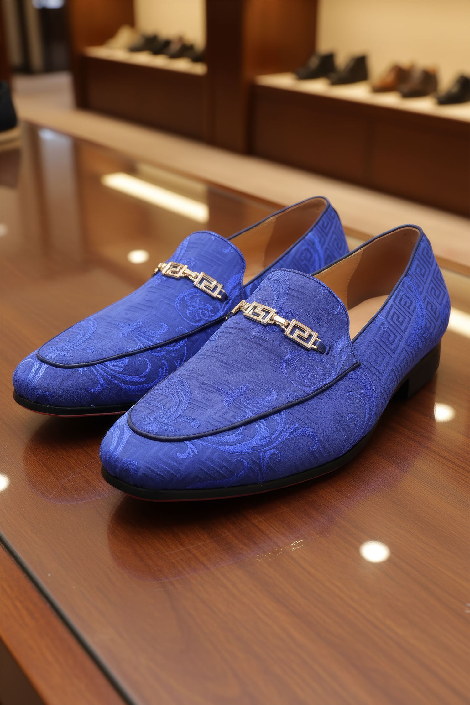 BARABAS Men's Greek Pattern Floral  Baroque Prom Dress Shoes SH3100 Royal