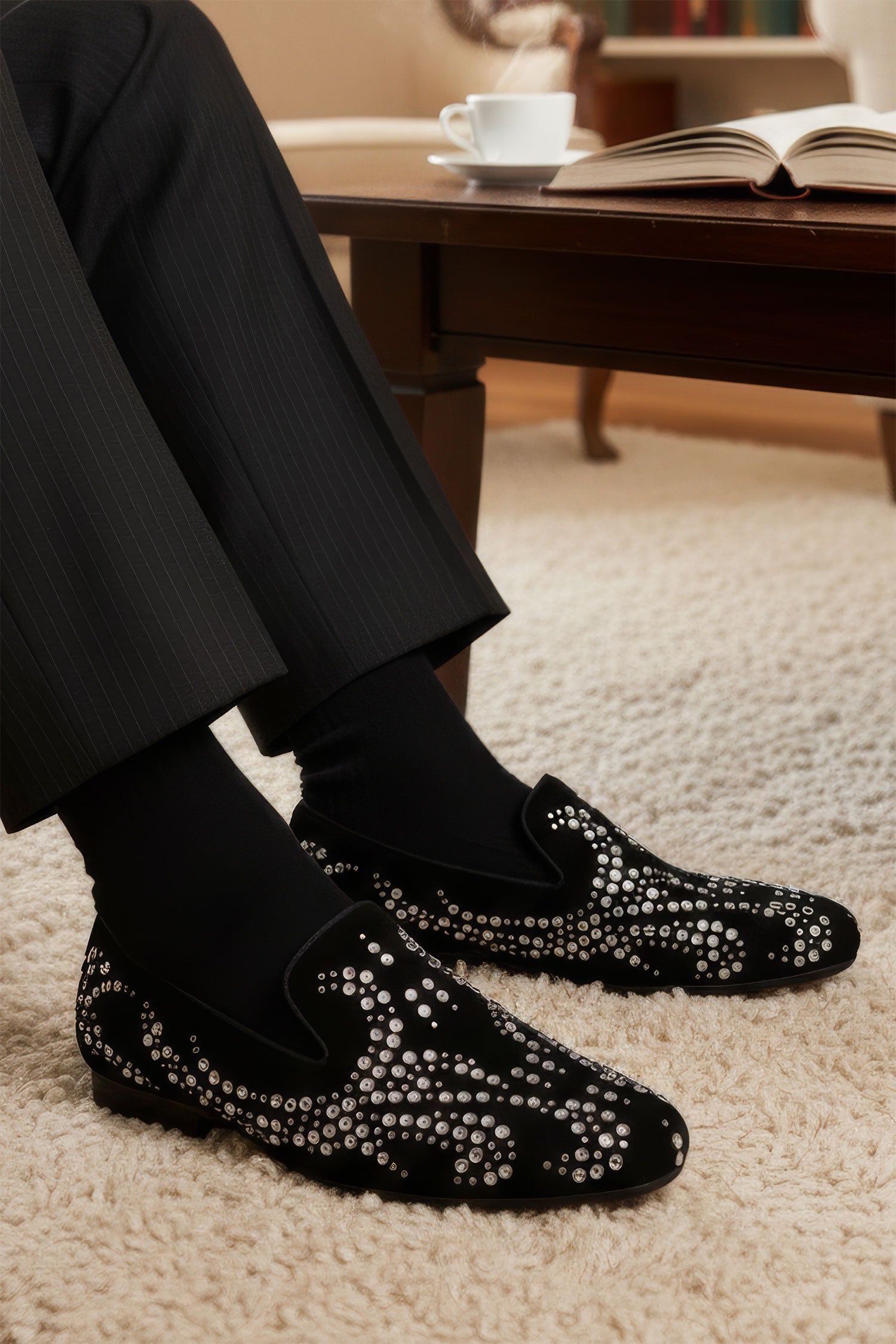 Barabas Men's Rivet Studded Pattern Luxury Slip On Dress Shoes SH4003