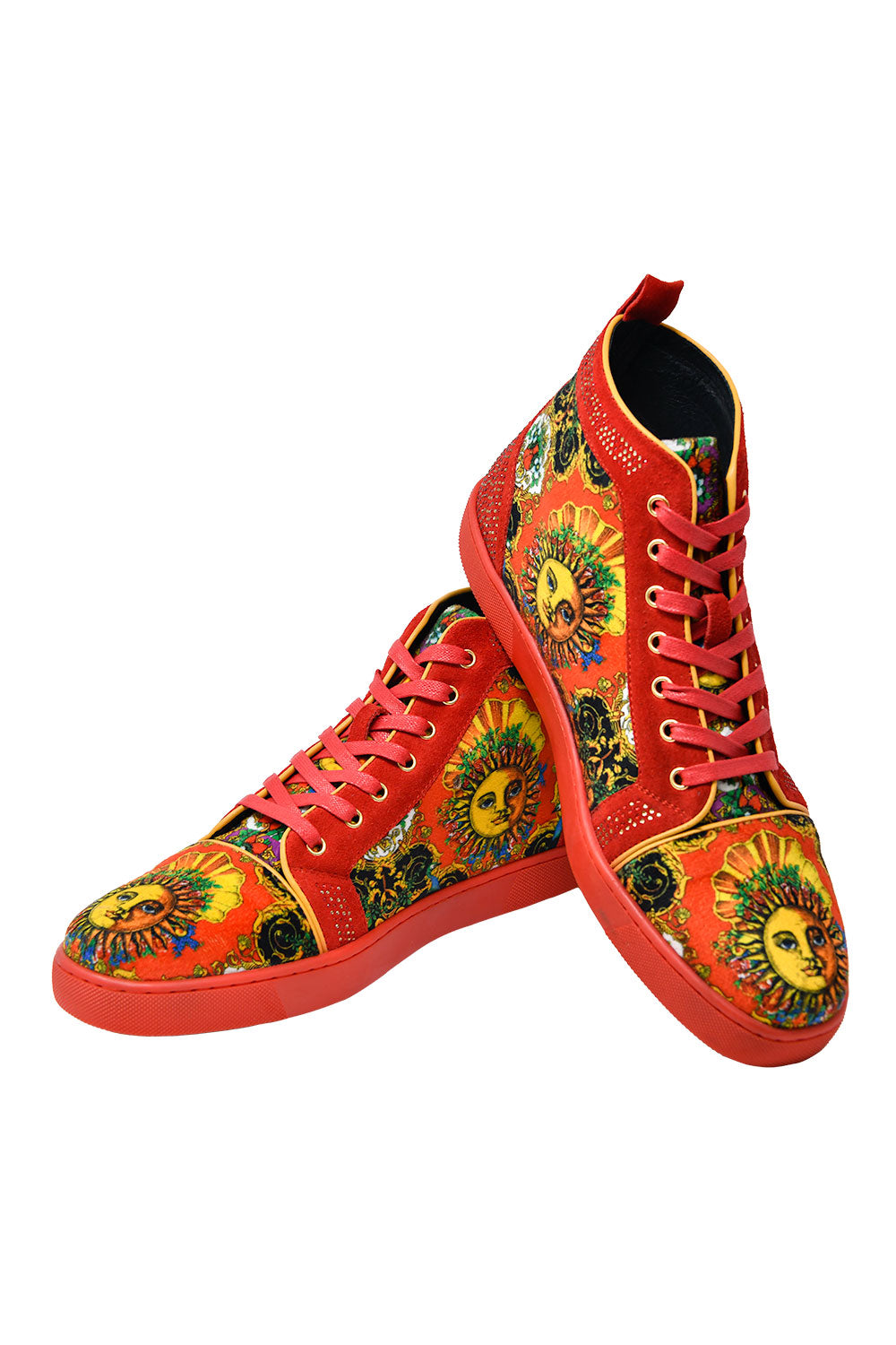 Barabas Men's Sun Print Design Luxury High Top Sneakers SH717