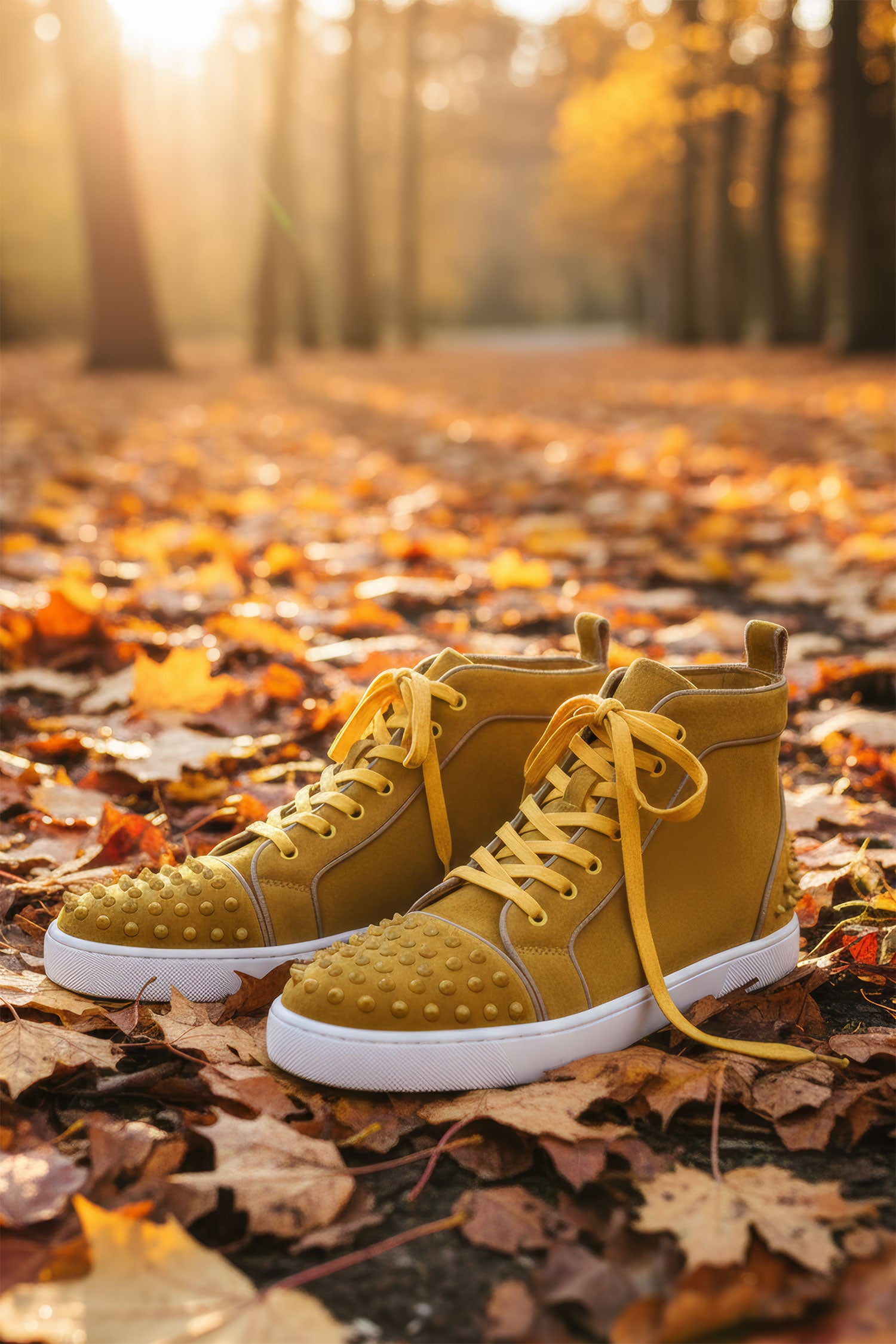Barabas Men's Spike Design Luxury Suede High-Top Sneaker SH732 Mustard