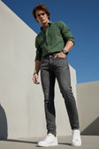 BARABAS Men's Distressed Ripped Slim Fit  Denim Jeans SN8850 #Color_Grey