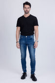 BARABAS Men's Distressed Ripped Slim Fit Denim Jeans SN8850 #Color_Light Blue
