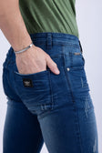 BARABAS Men's Distressed Ripped Slim Fit Denim Jeans SN8850 #Color_Midnight Blue
