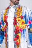 BARABAS Men's Rhinestone Floral Tiger Greek Pattern shirts SPR612 #Color_White