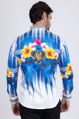 BARABAS Men's Rhinestone Floral Tiger Greek Pattern shirts SPR612 #Color_White