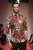 BARABAS men's Rhinestone Floral Leopard Long Sleeve Shirts SPR964 Multi