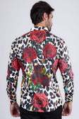 BARABAS men's Rhinestone Floral Leopard Long Sleeve Shirts SPR964 Multi