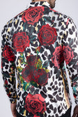 BARABAS men's Rhinestone Floral Leopard Long Sleeve Shirts SPR964 Multi