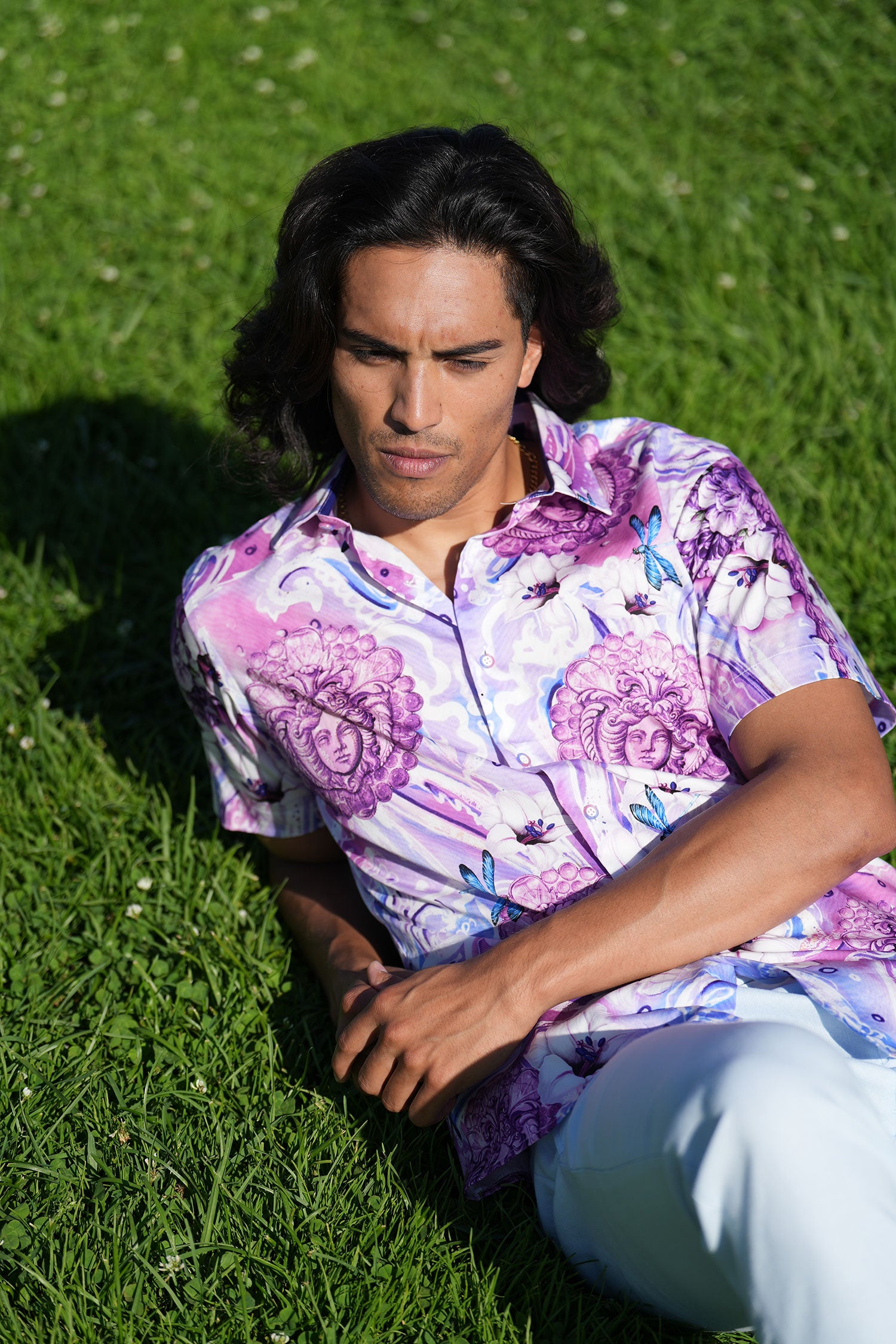 BARABAS Men's Medusa Paisley Floral Short Sleeve Shirt SS19
