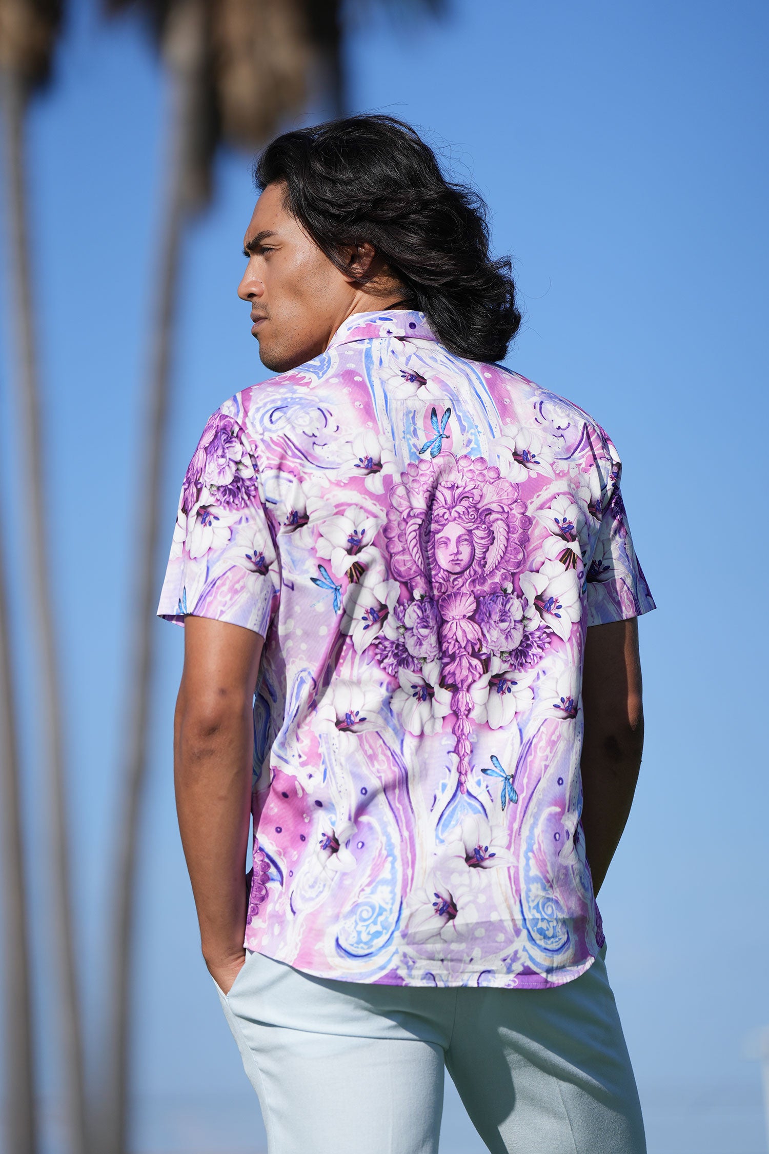BARABAS Men's Medusa Paisley Floral Short Sleeve Shirt SS19