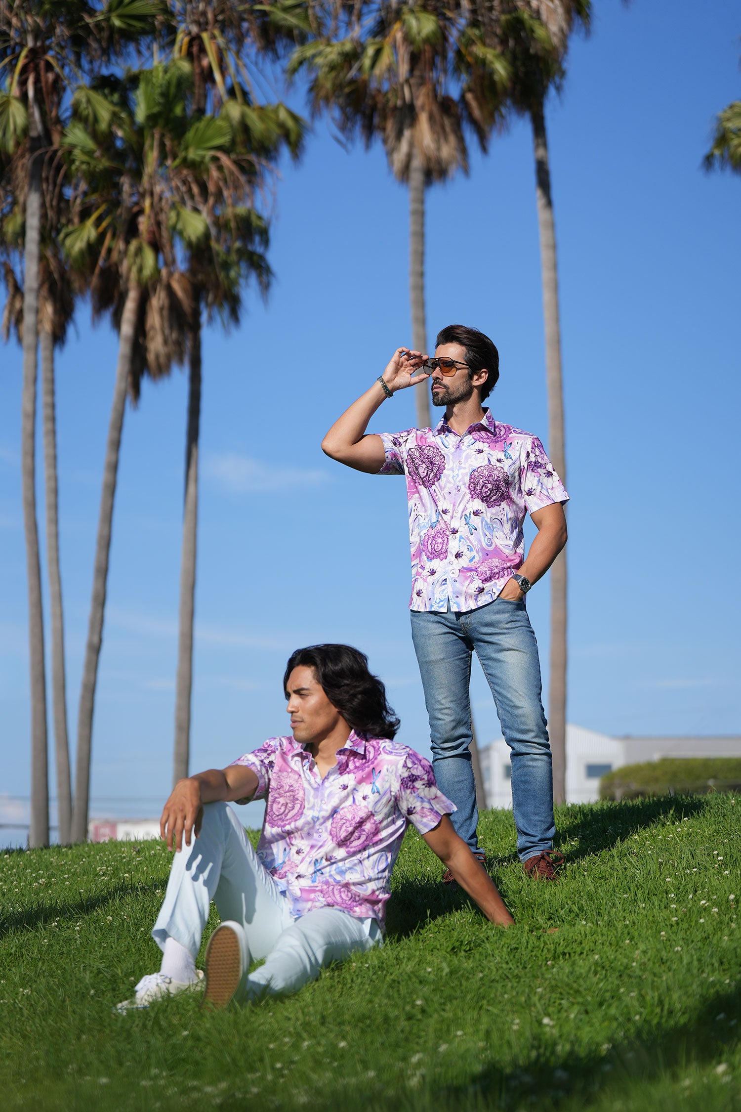 BARABAS Men's Medusa Paisley Floral Short Sleeve Shirt SS19