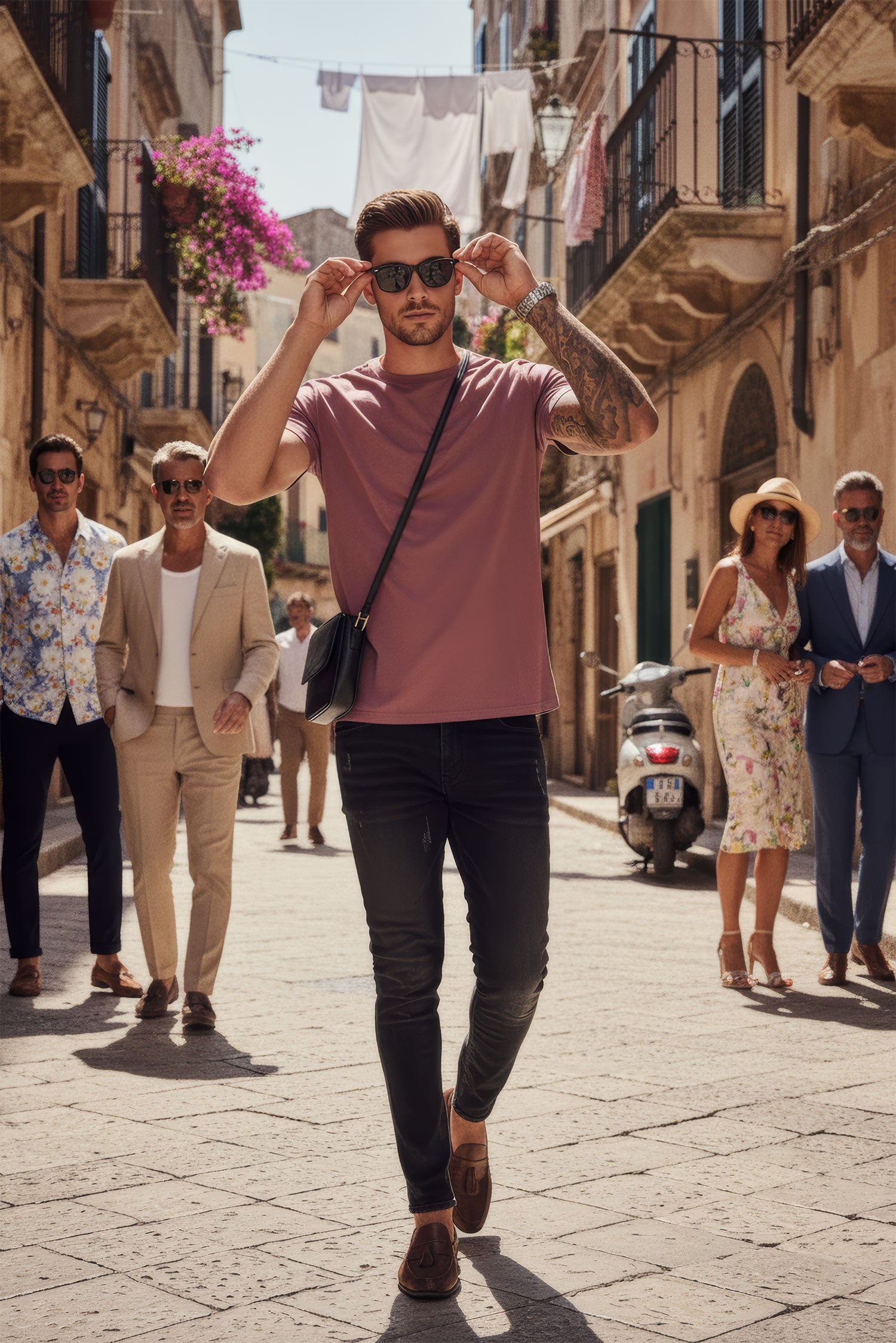 BARABAS Men's Basic Solid Color Crew-neck T-shirts ST933 Purple