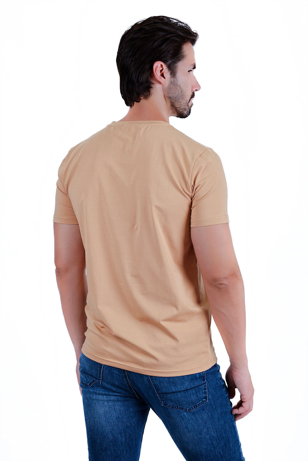 BARABAS Men's Basic Solid Color Premium Crew-Neck T-shirts ST933 Khaki