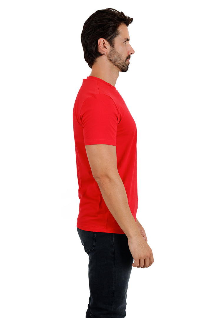 BARABAS Men's Basic Solid Color Crew-neck T-shirts ST933 Red