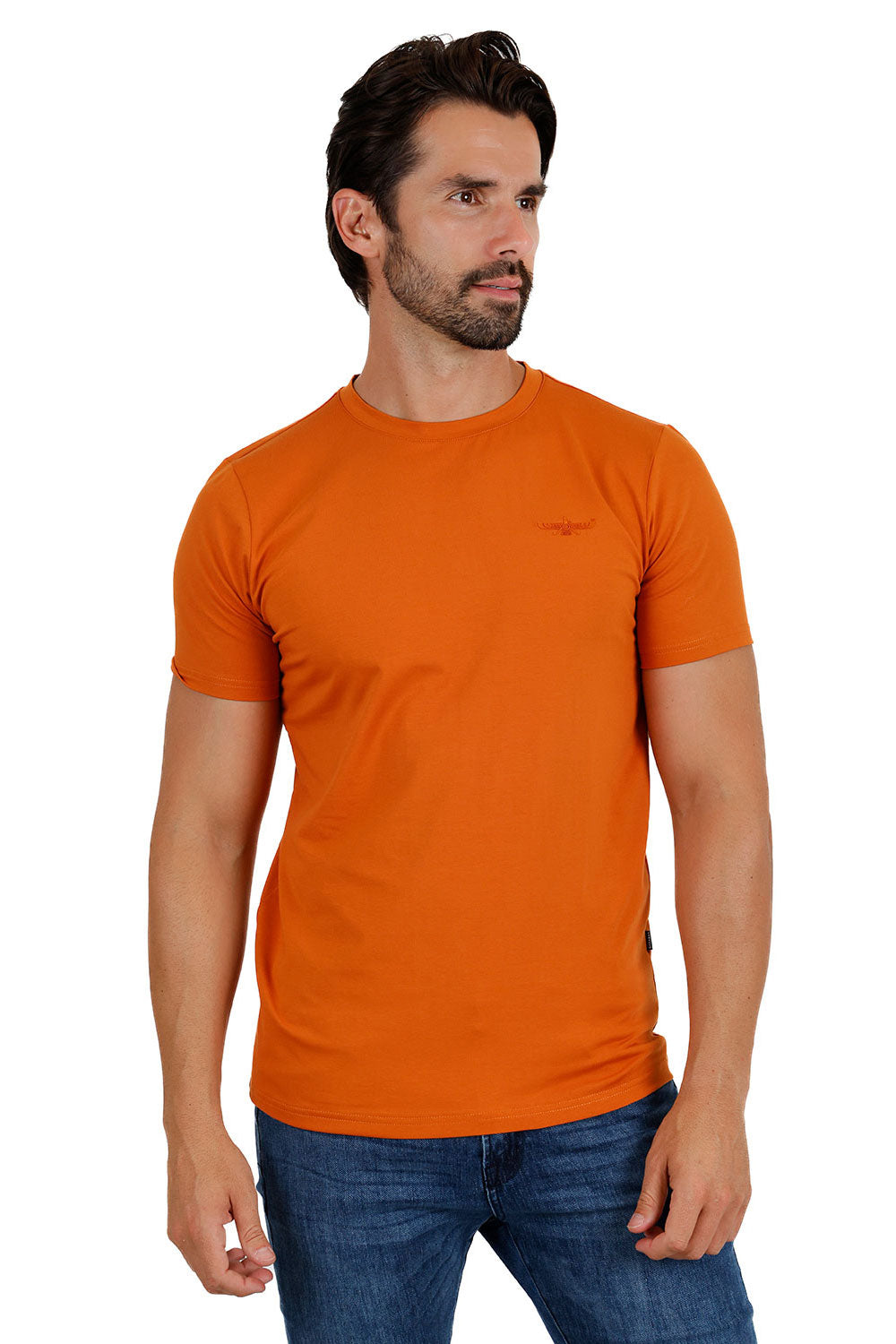 BARABAS Men's Basic Solid Color Crew-neck T-shirts ST933 Rust