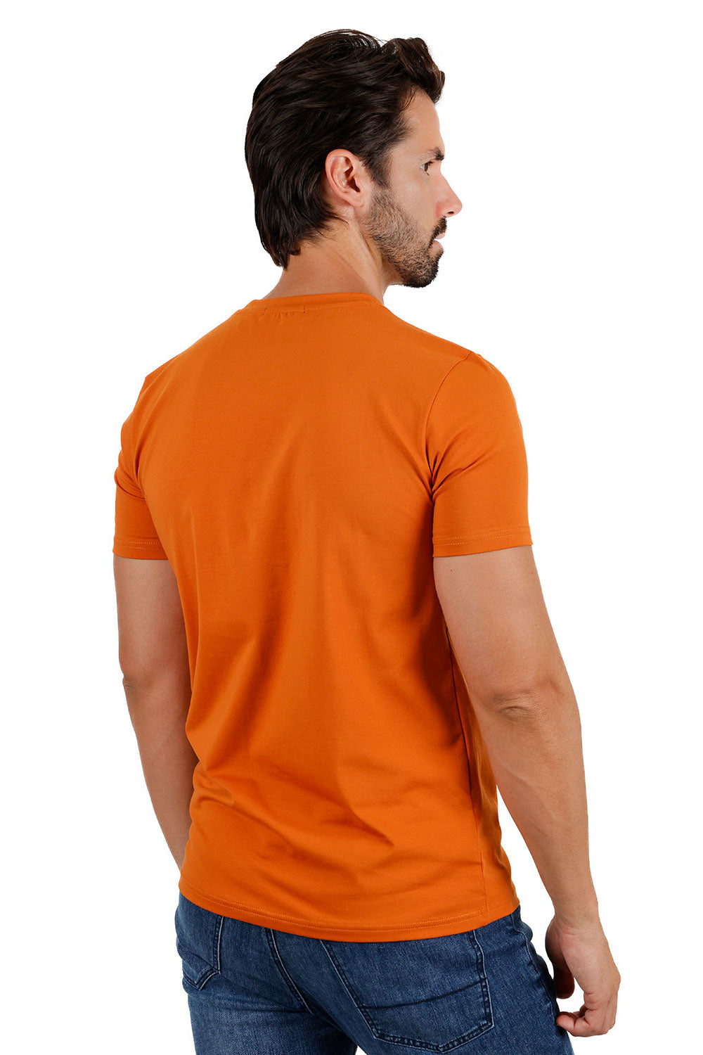 BARABAS Men's Basic Solid Color Crew-neck T-shirts ST933 Rust