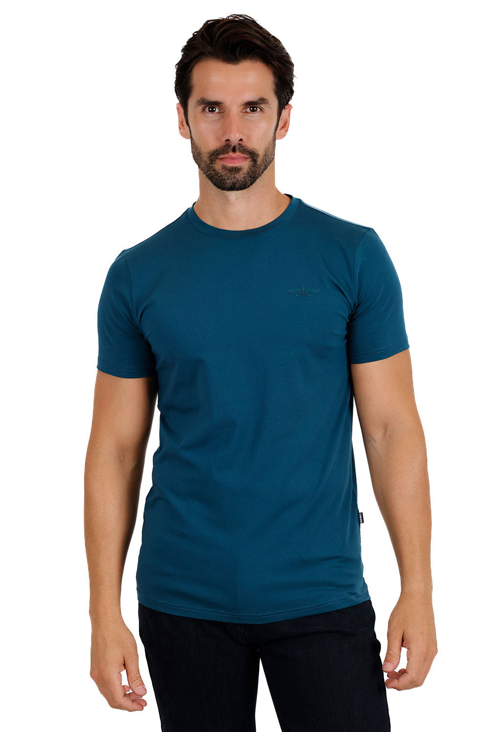 BARABAS Men's Basic Solid Color Crew-neck T-shirts ST933 Teal