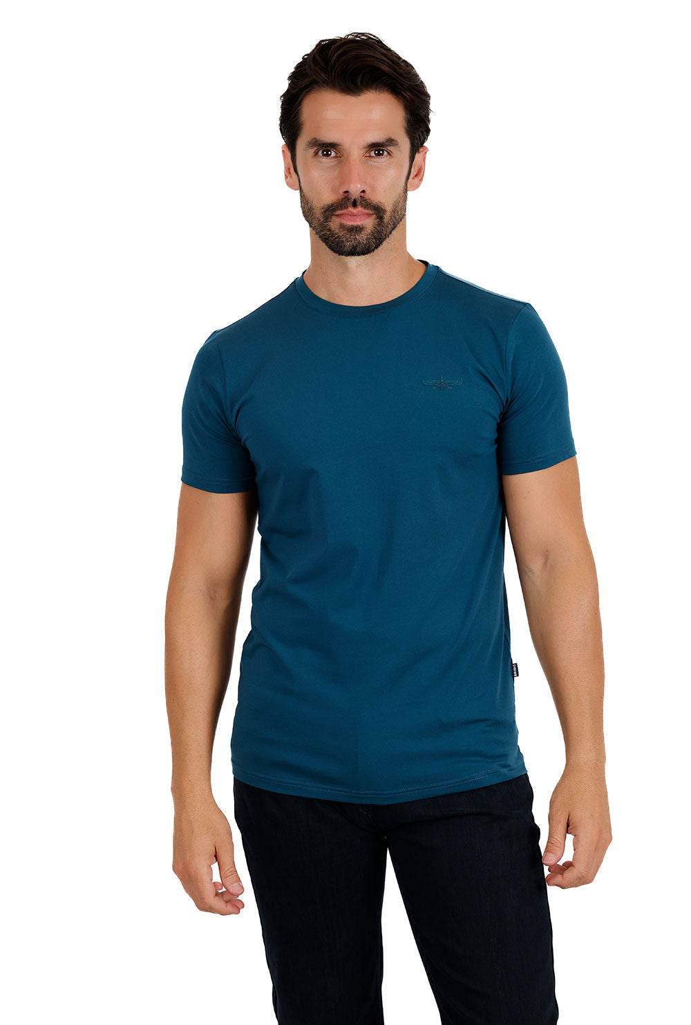 BARABAS Men's Basic Solid Color Crew-neck T-shirts ST933 Teal