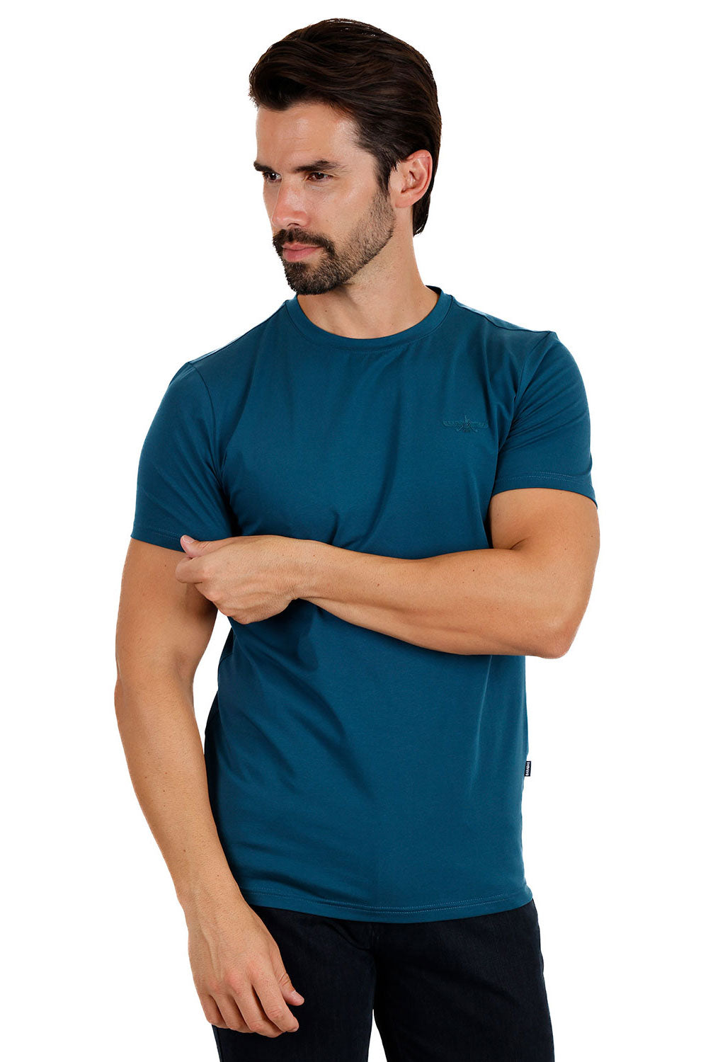 BARABAS Men's Basic Solid Color Crew-neck T-shirts ST933 Teal