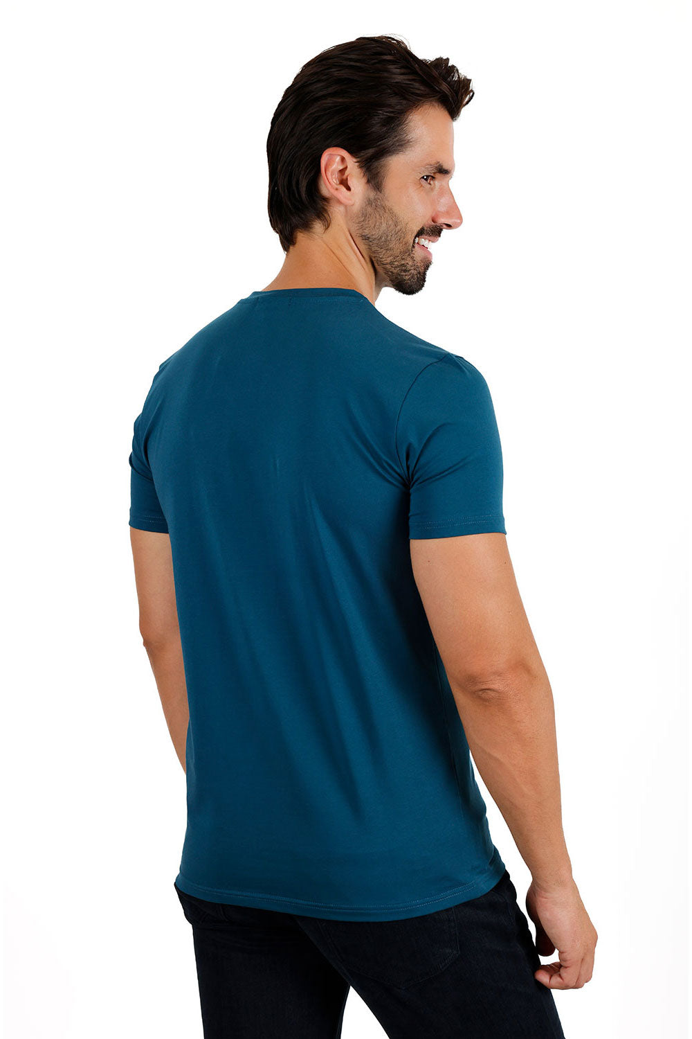 BARABAS Men's Basic Solid Color Crew-neck T-shirts ST933 Teal